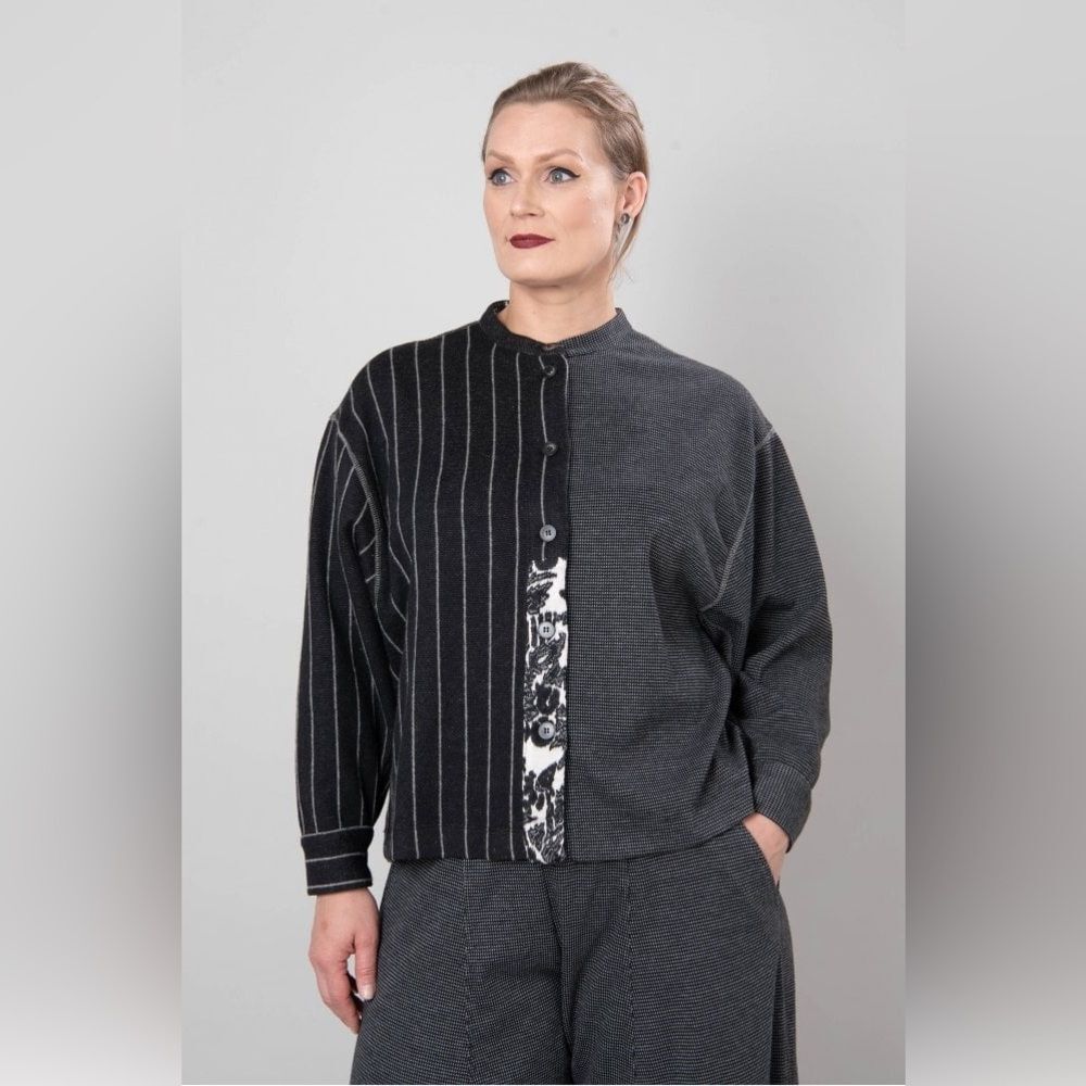 ALEMBIKA Chalk Stripe Oversized Shirt Jacket Size Small